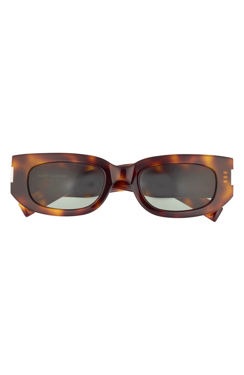 Saint Laurent 51mm Rectangular Sunglasses, Main, color, Havana Havana Green