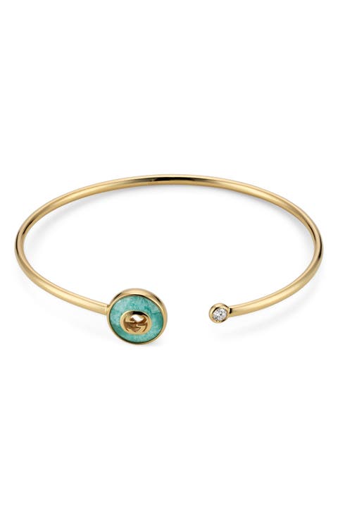 Interlocking GG 18K Gold & Diamond Bangle Bracelet
