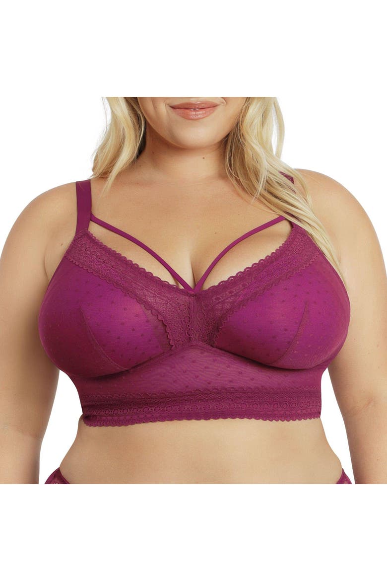 Mia Wire-Free Padded Mesh Bralette, Alternate, color, Blackberry