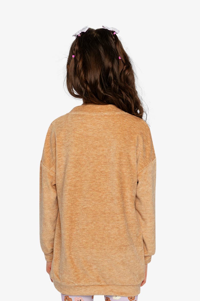 Brushed Velour Textured Appliqué Tunic, Alternate, color, Brown