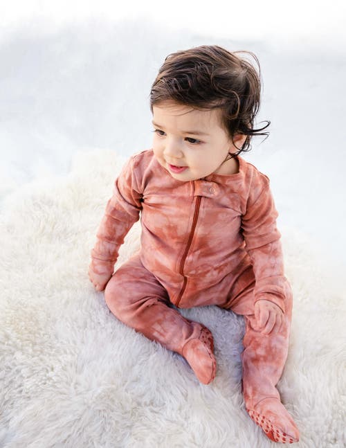 Leveret Kids Cotton Footed Pajamas, Solids, Stripes & Tie Dye In Brown