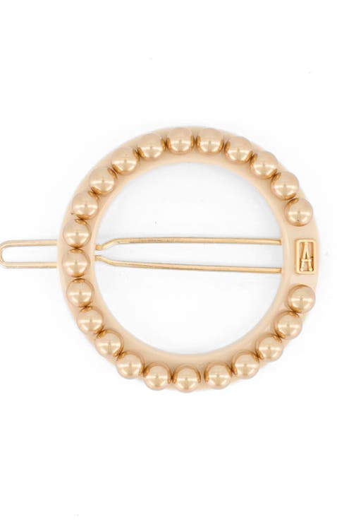 Gold Pearls Acetate Side Barette