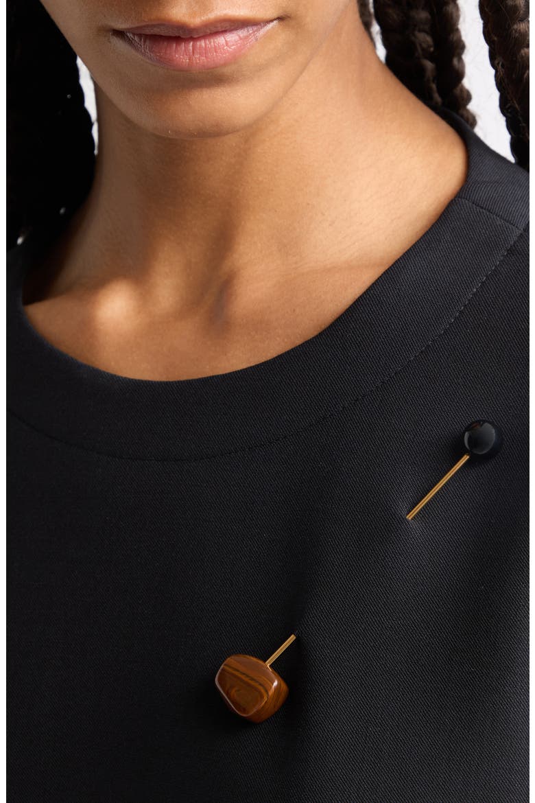Acrylic Bead Stick Pin, Alternate, color, BROWN GOLD BLACK