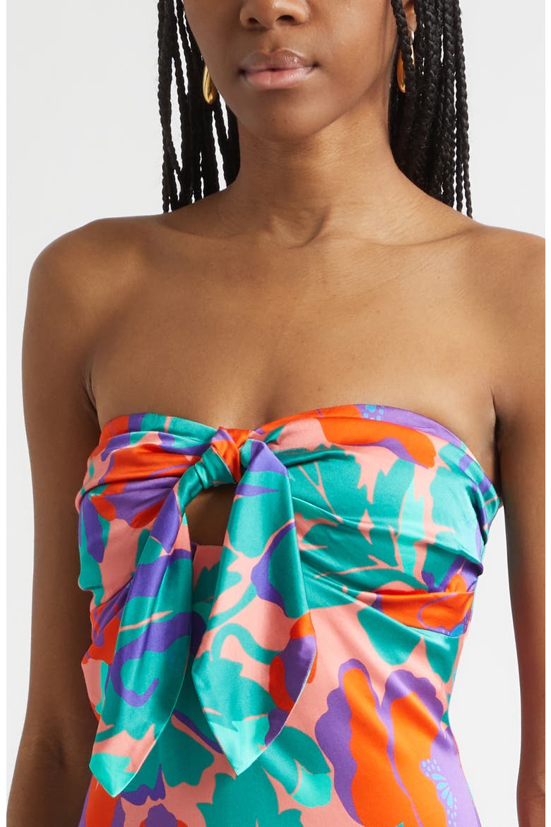 Orion Dahlia Strapless Cocktail Minidress, Alternate, color, CORAL FLORAL