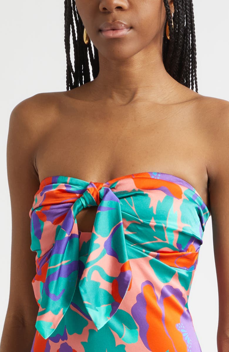Ramy Brook Orion Dahlia Strapless Cocktail Minidress, Alternate, color, Coral Floral