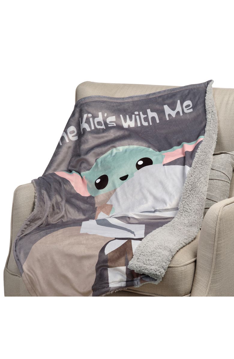 Lambs & Ivy Star Wars The Kids with Me Grogu/The Child/Baby Yoda Baby Blanket, Alternate, color, Grey