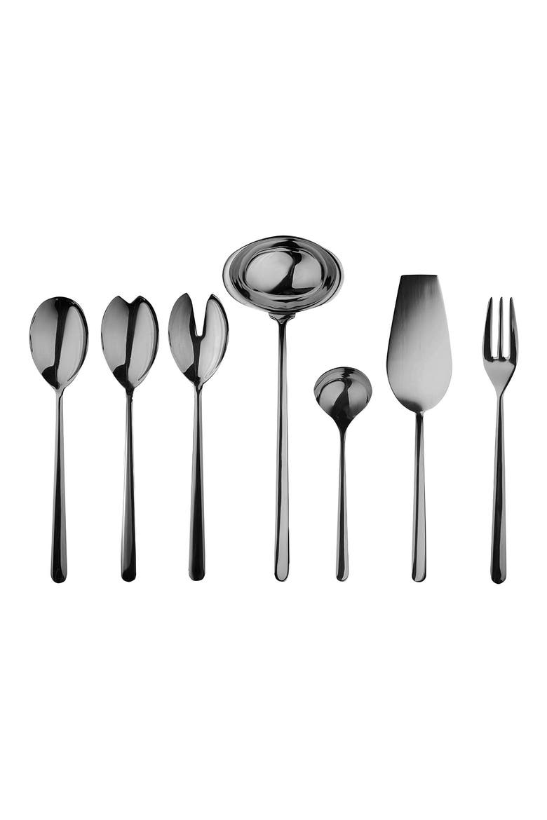 Linea 7-Piece Place Serving Set, Main, color, BLACK GOLD