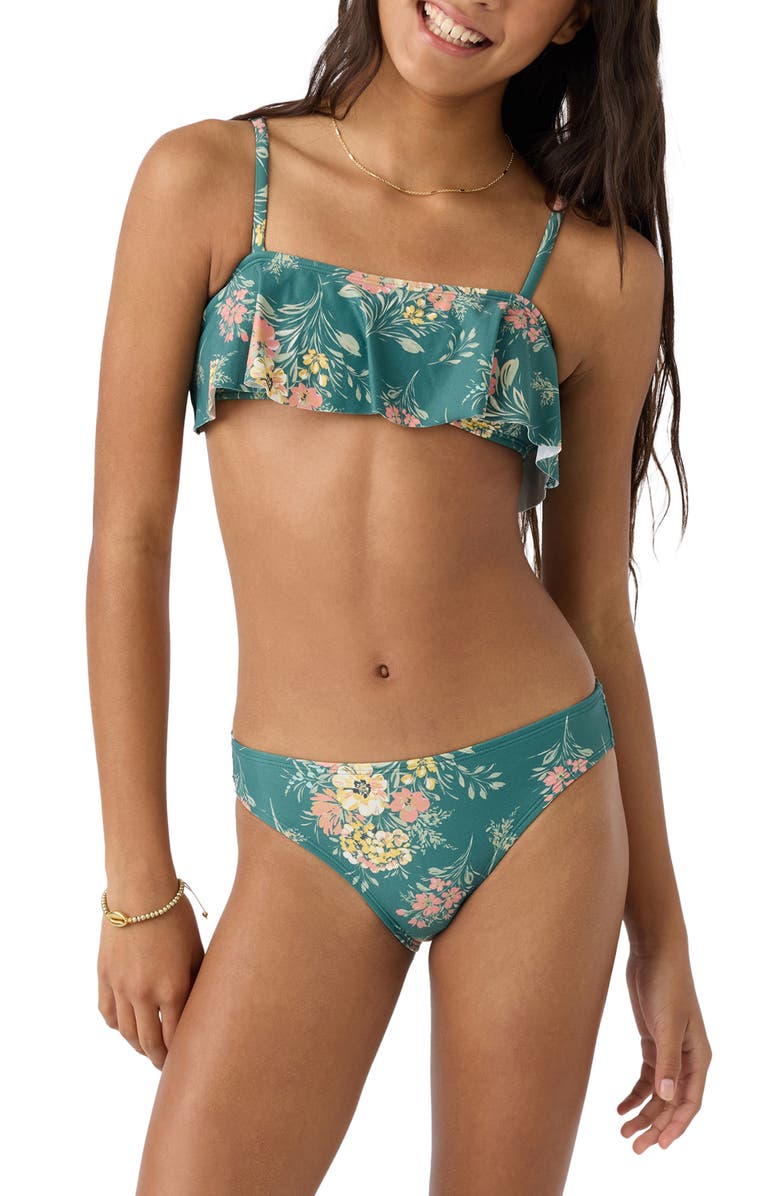 O'Neill Kids' Naya Floral Ruffle Two-Piece Swimsuit, Main, color,