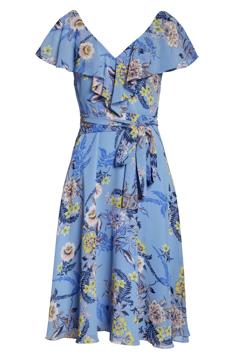 Eliza J Floral Ruffle Chiffon Dress, Alternate, color, 