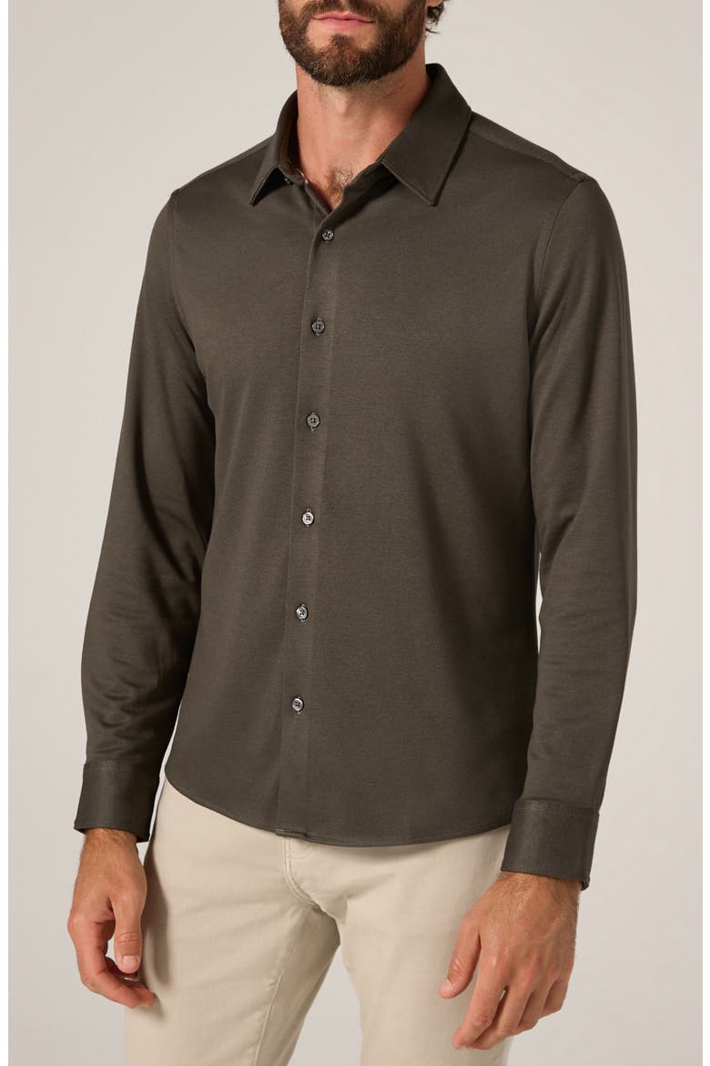 Bowery Texture Knit Button-Up Shirt, Main, color, OLIVE