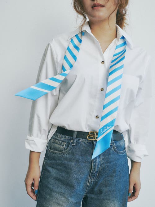 Lost Pattern Nyc "la Mariniere" Silk Skinny Scarf In Multi