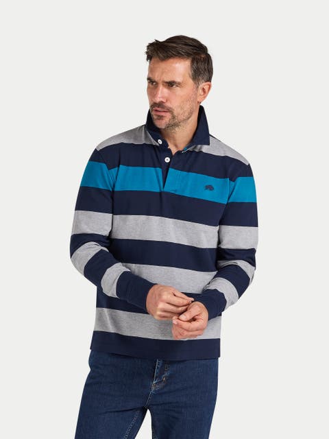 Long Sleeve Contrast Stripe Rugby Shirt