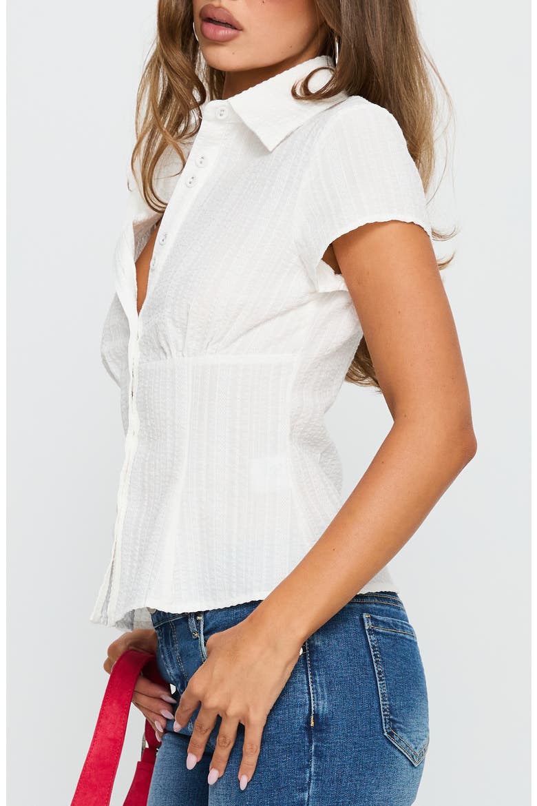 Cottesloe Textured Stripe Button-Up Shirt, Alternate, color, WHITE