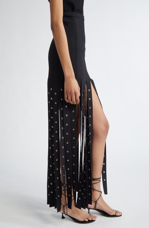 Shop Proenza Schouler Effe Studded Fringe Hem Compact Knit Skirt In Black