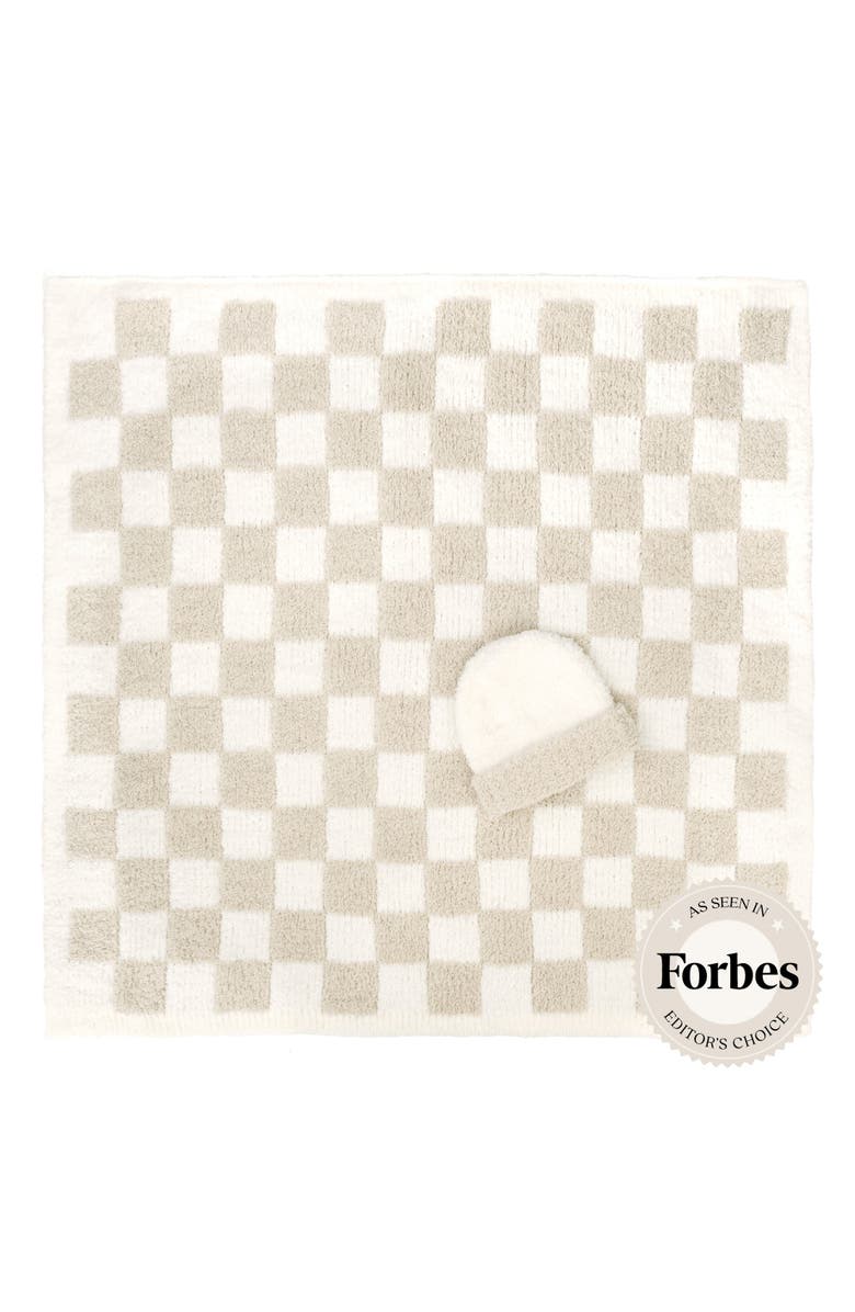 Kashwére Baby Blanket - Check w/ Cap - Chenilla Cloud, Main, color, Malt / Creme