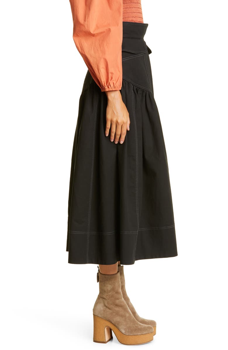 Ulla Johnson Otto Fit & Flare Cotton Utility Skirt, Alternate, color, 