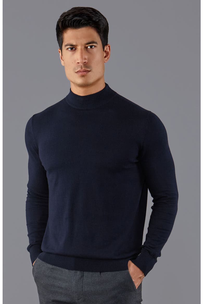 Cotton Mock Turtle Neck Sweater, Main, color, Navy