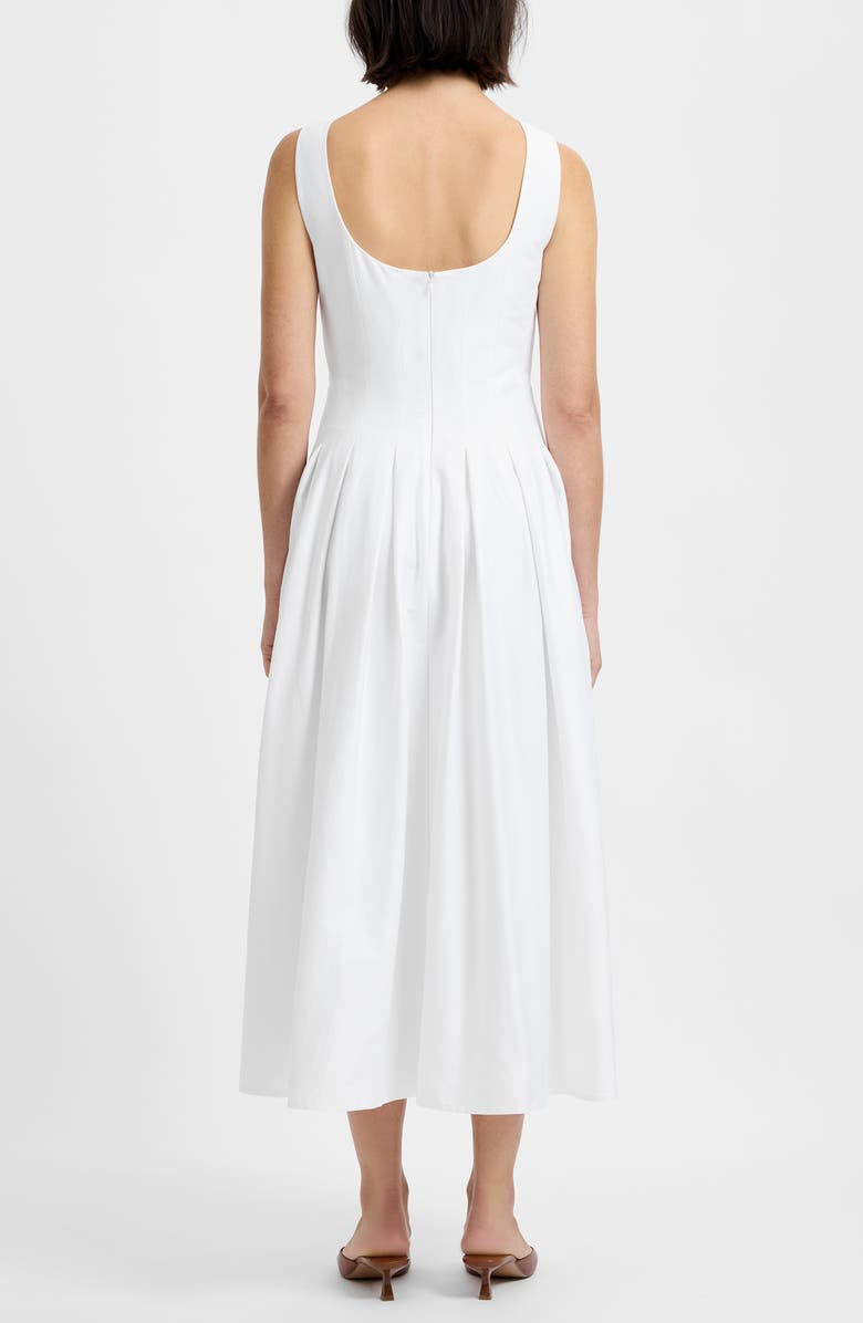 French Connection Pleated Sleeveless Sateen Midi Dress, Alternate, color, Summer White