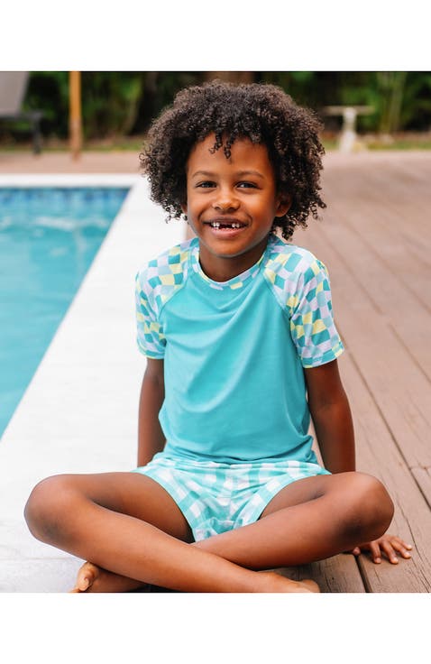 Boys Short Sleeve UPF 50 Sun Protection Rash Guard