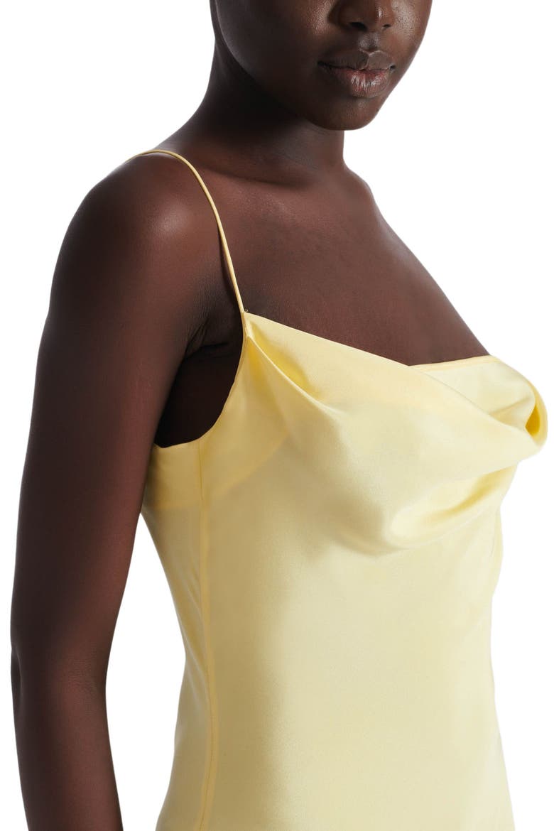 Long strappy dress in silk satin, Alternate, color, yellow