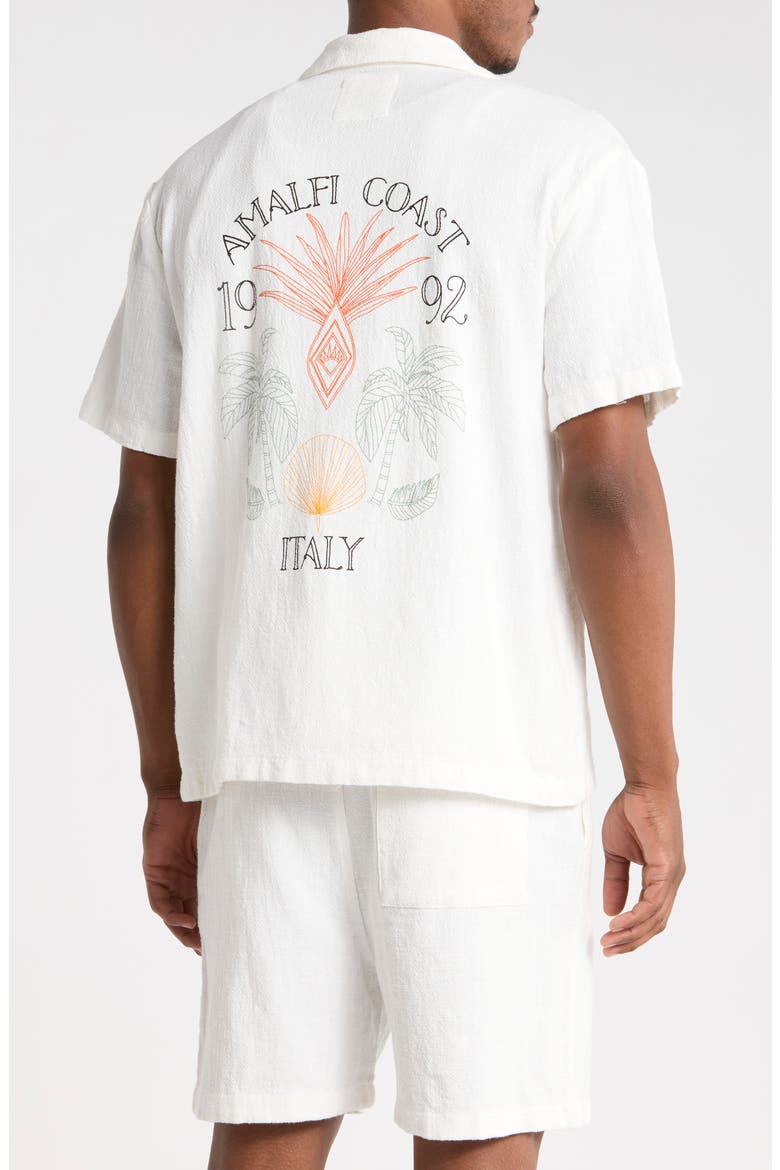 Tropical Embroidered Linen Camp Shirt, Alternate, color, WHITE