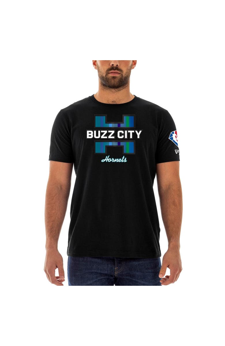 New Era Men's New Era Black Charlotte Hornets 2021/22 City Edition Brushed Jersey T-Shirt, Alternate, color, 
