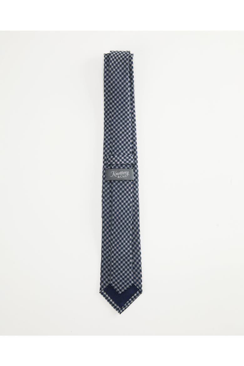 Houndstooth Heritage Silk Jacquard Tie, Alternate, color, Navy