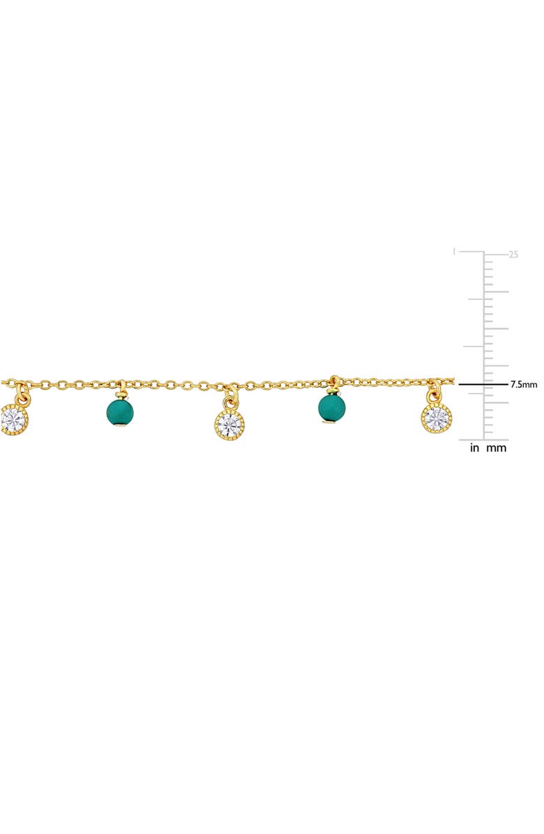 Julianna B. Cubic Zirconia & Turquoise Beads Station Necklace, Alternate, color, Yellow-Plated
