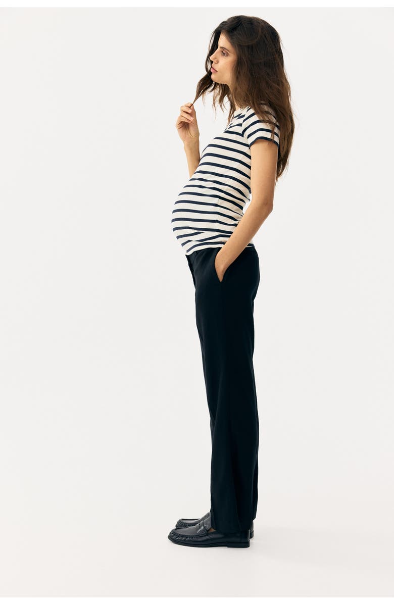 H&M Mama Linen-blend Tailored Trousers, Alternate, color, Black