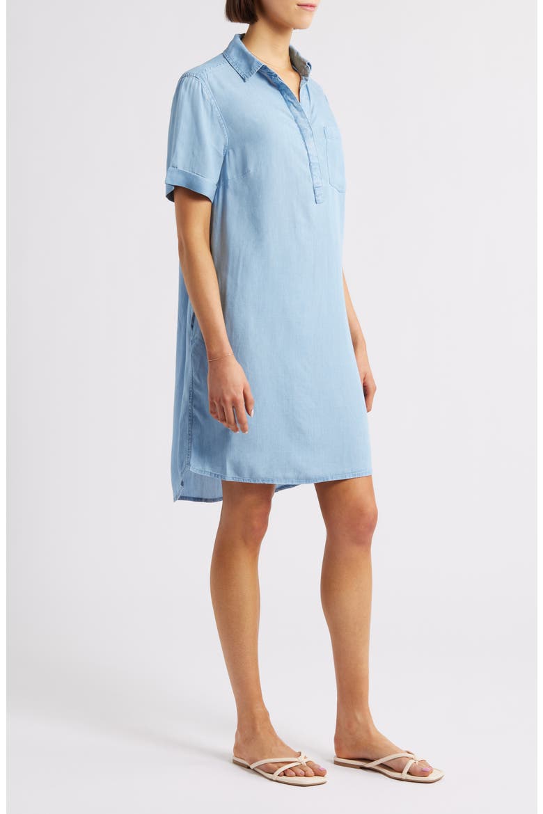 Lizzy Short Sleeve Denim Dress, Alternate, color, LIGHT WASH