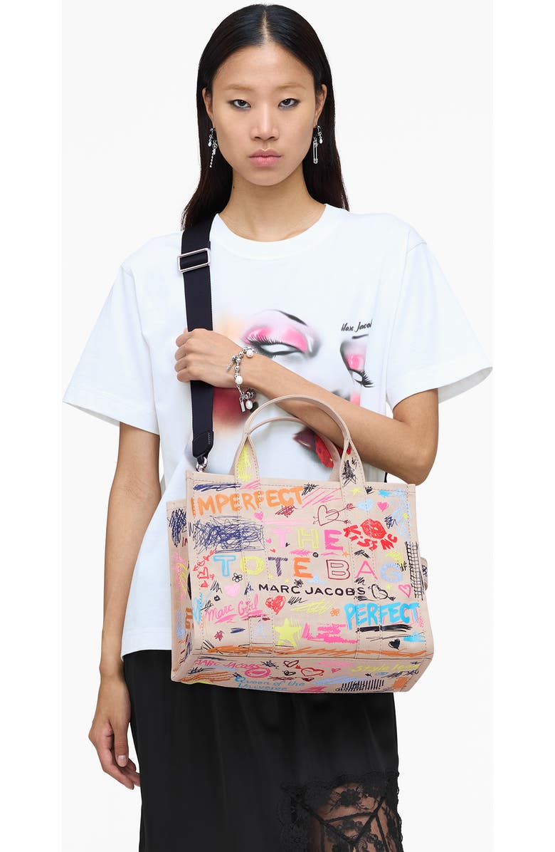 Marc Jacobs The Punk Scribble Medium Canvas Tote Bag, Alternate, color, Beige Multi