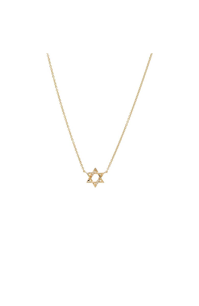 BY ADINA EDEN Medium Diamond Pave/Solid Star Of David Necklace 14K, Main, color,