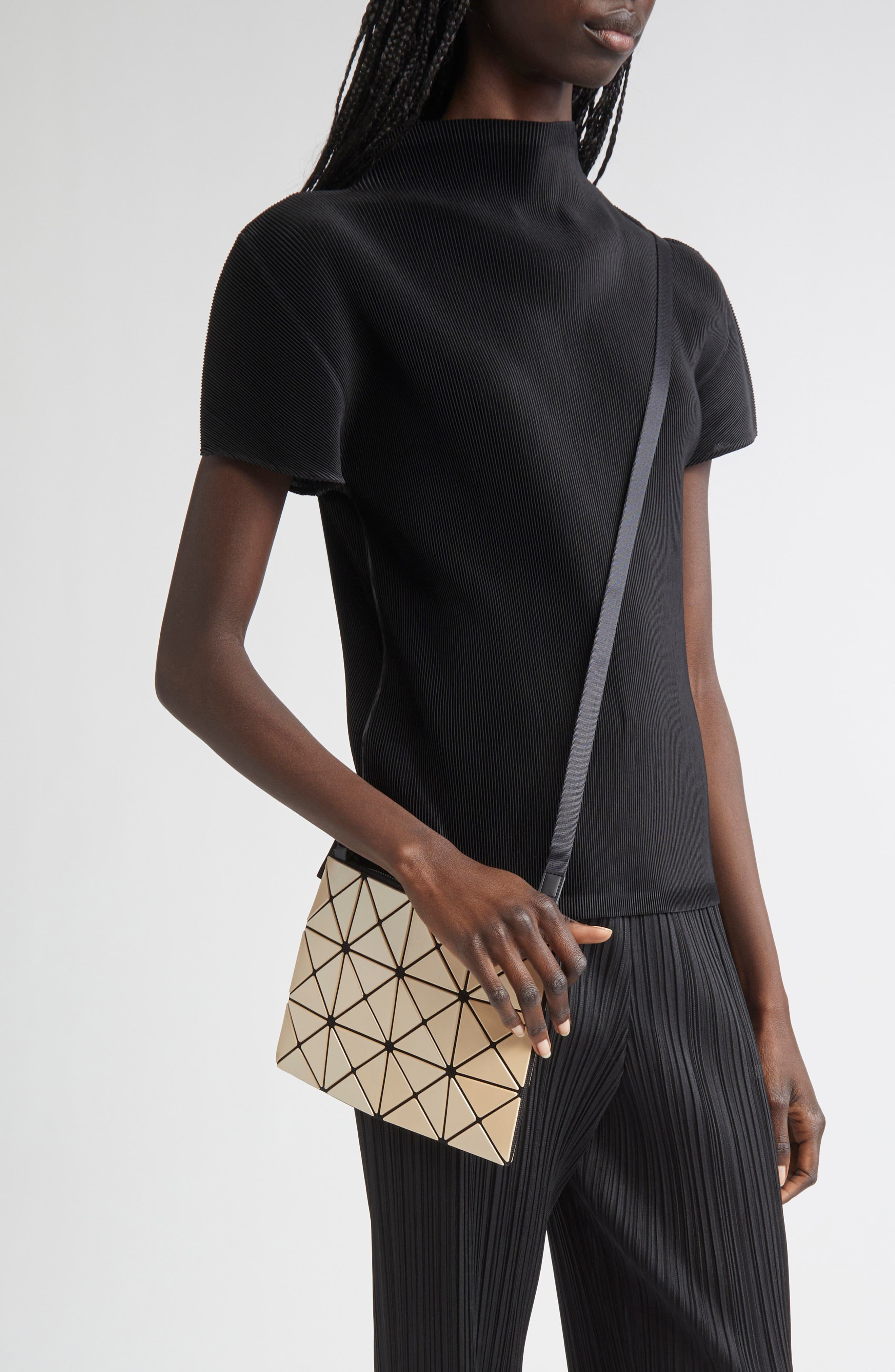 Bao Bao Issey Miyake Lucent Metallic Crossbody Bag, Alternate, color, Matte Beige