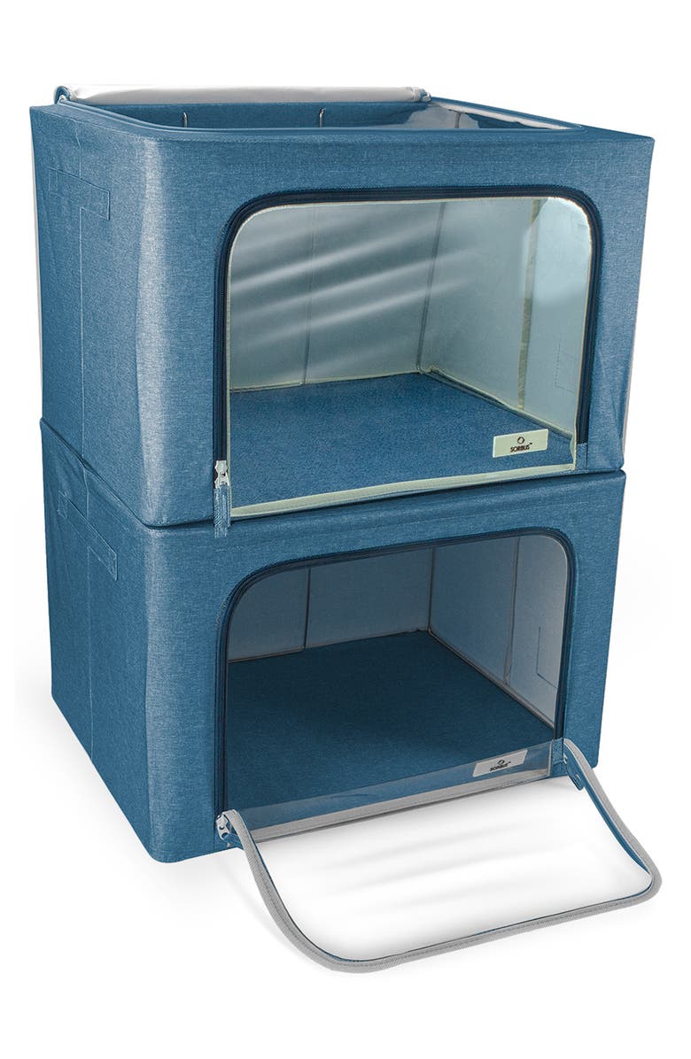 SORBUS Beige Windowed Storage Box - Set of 2, Main, color, Blue