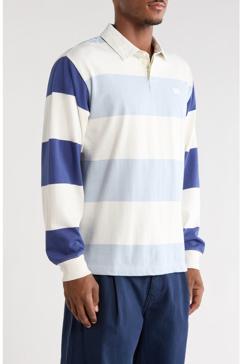 Two-Tone Ward Stripe Long Sleeve Rugby Polo, Alternate, color, MARSHMALLOW-SOFT SLATE