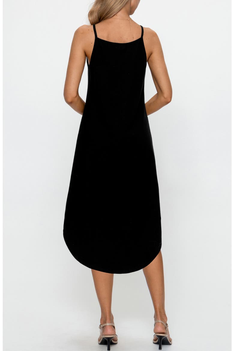 Sleeveless Curve Hem Midi Dress, Alternate, color, BLACK