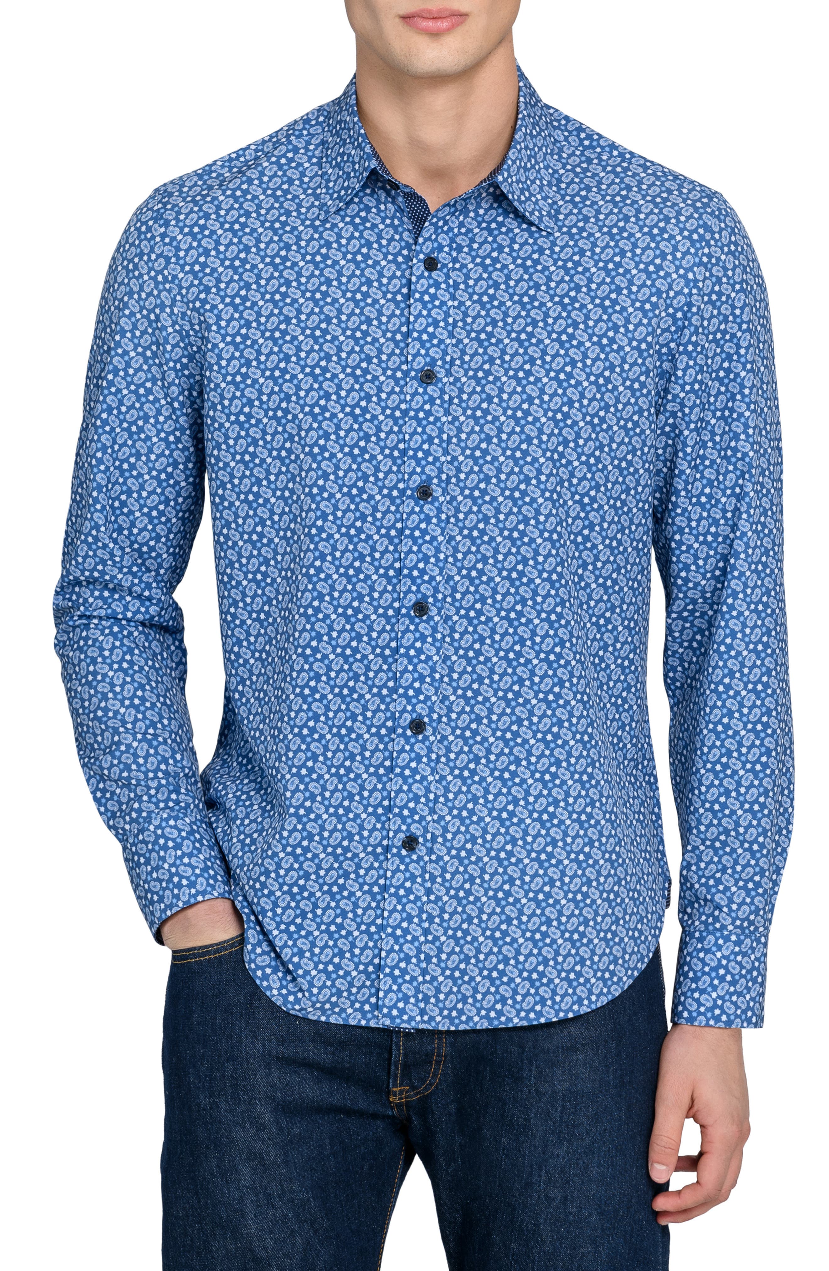 CONSTRUCT Paisley Print Stretch Dress Shirt