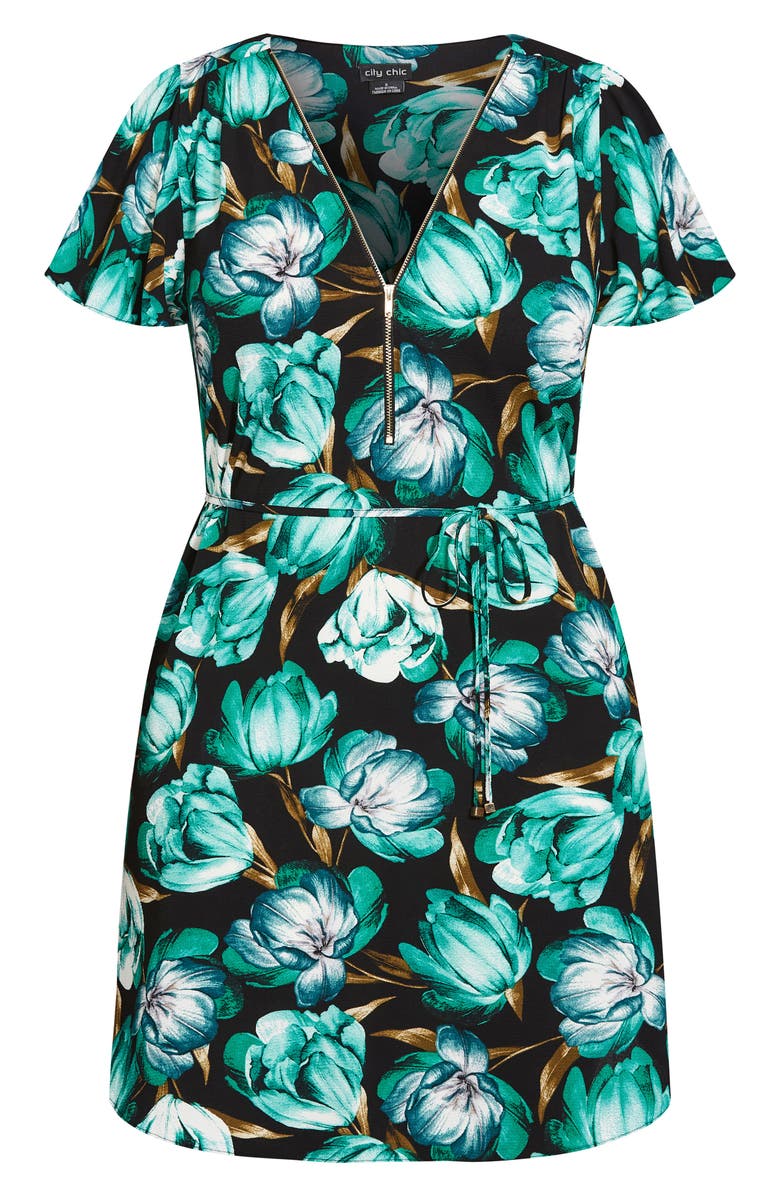 City Chic Tulip Short Sleeve Crepe Dress, Alternate, color, 