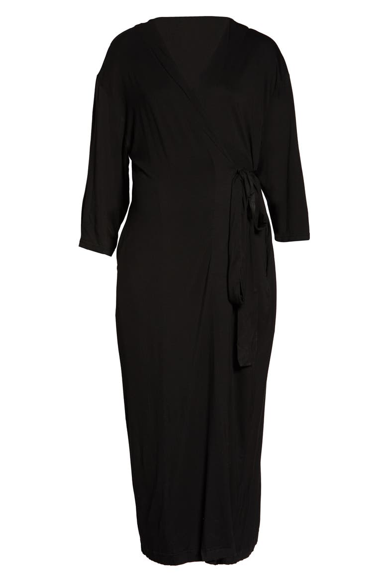 Maternity/Nursing Robe, Alternate, color, BLACK AND TAN