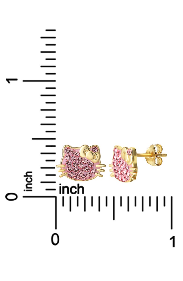 Jacmel Sterling Silver Pink Crystal Pavé Stud Earrings, Alternate, color, Metallic Gold