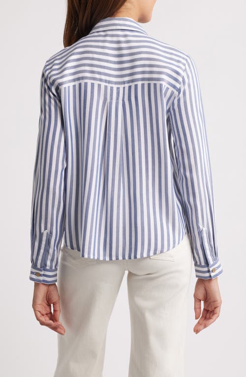 Beachlunchlounge Candace Stripe Button-up Shirt In Blue
