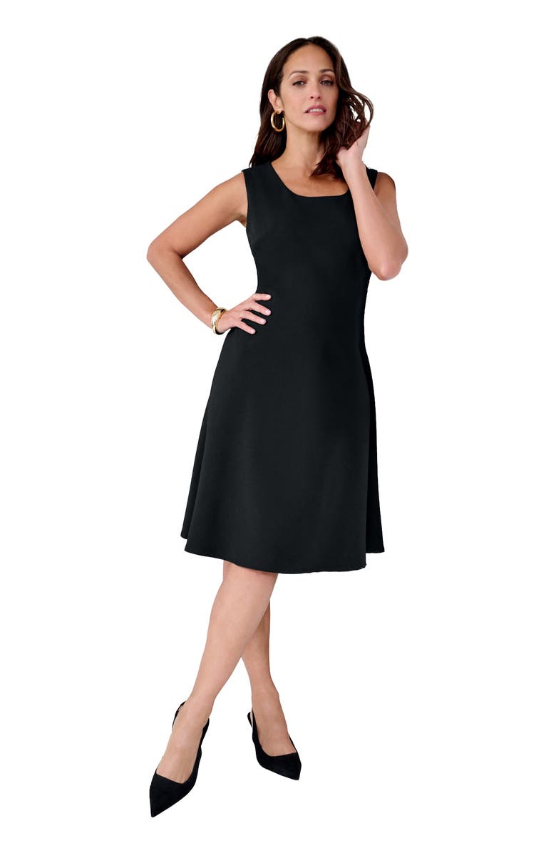 Jessica London Bi-Stretch Fit And Flare Dress, Main, color, Black