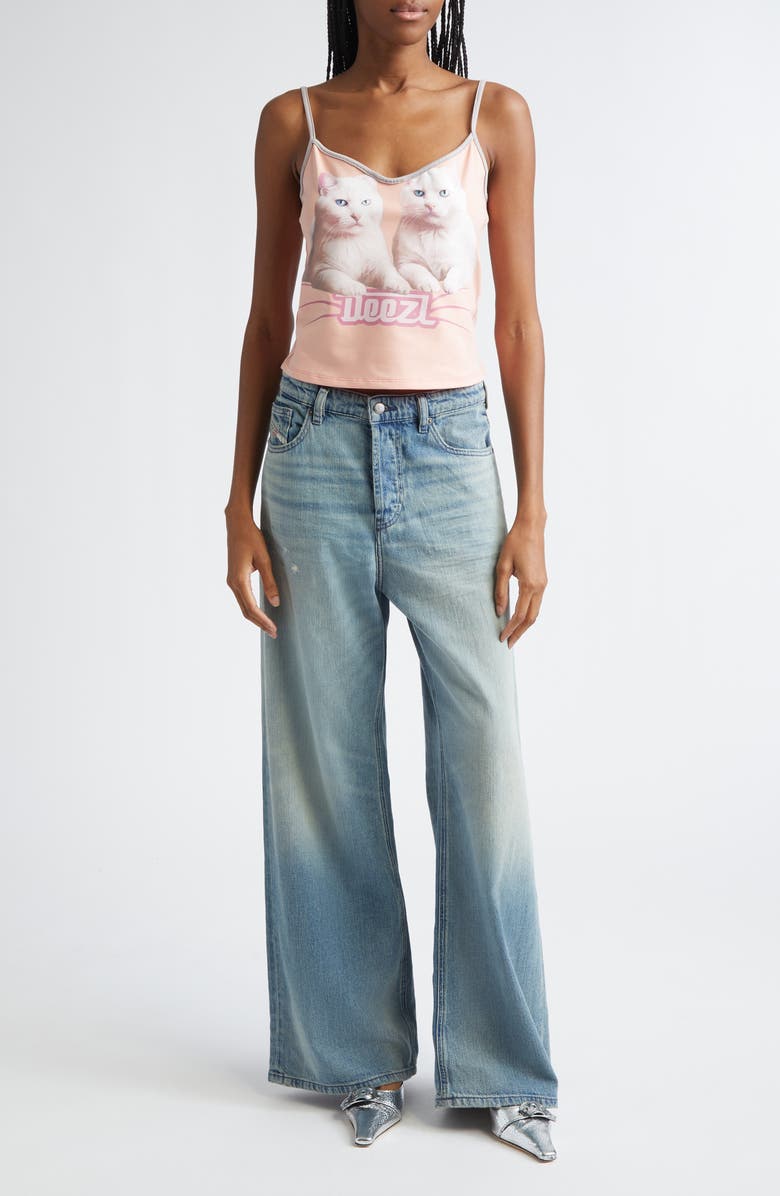 DIESEL<sup>®</sup> Cat Print Crop Camisole, Alternate, color, Coral