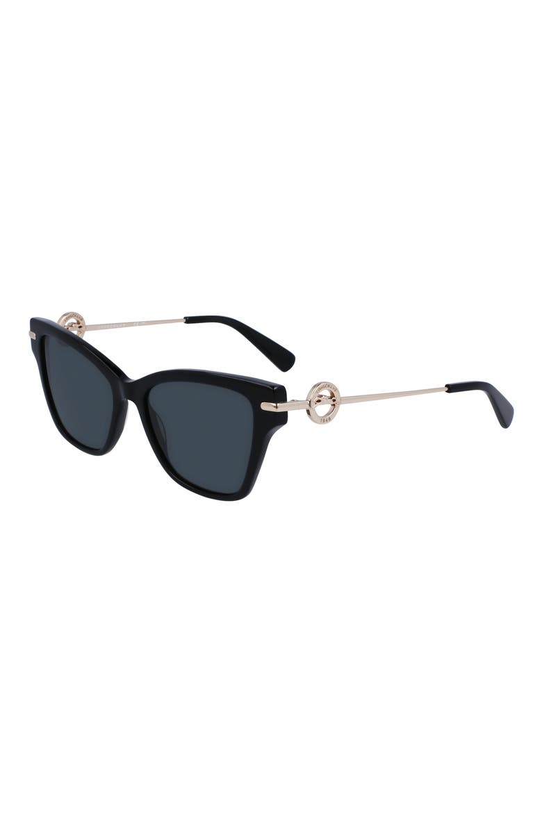 Medallion 52mm Modified Rectangular Sunglasses, Alternate, color, BLACK