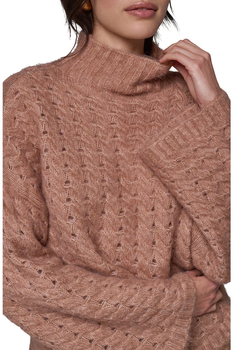 Basket Weave Turtleneck Sweater, Alternate, color, CAMEL