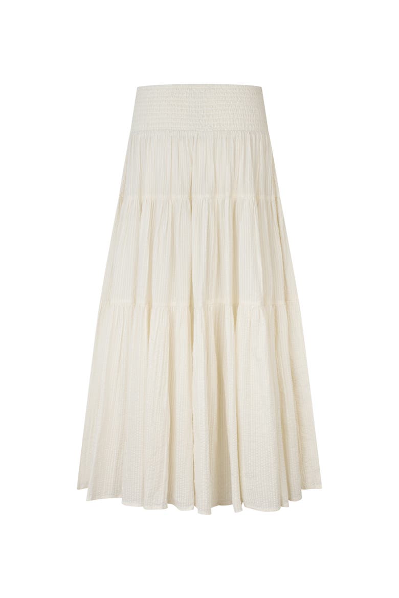 Masable Smocked Waist Tiered Midi Skirt, Alternate, color, Jet Stream