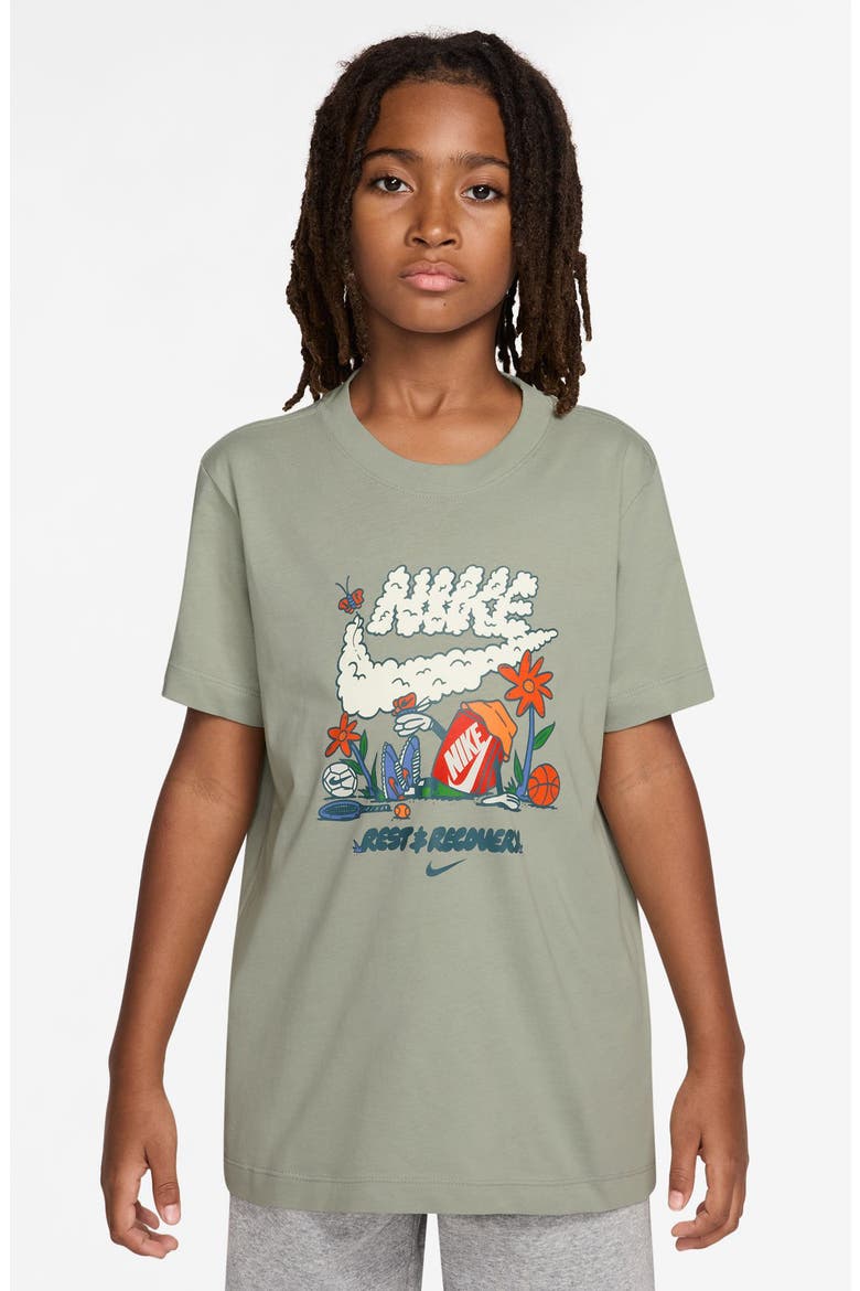 Kids' Boxy Rest & Recover Cotton Graphic T-Shirt, Main, color, SPRUCE FOG