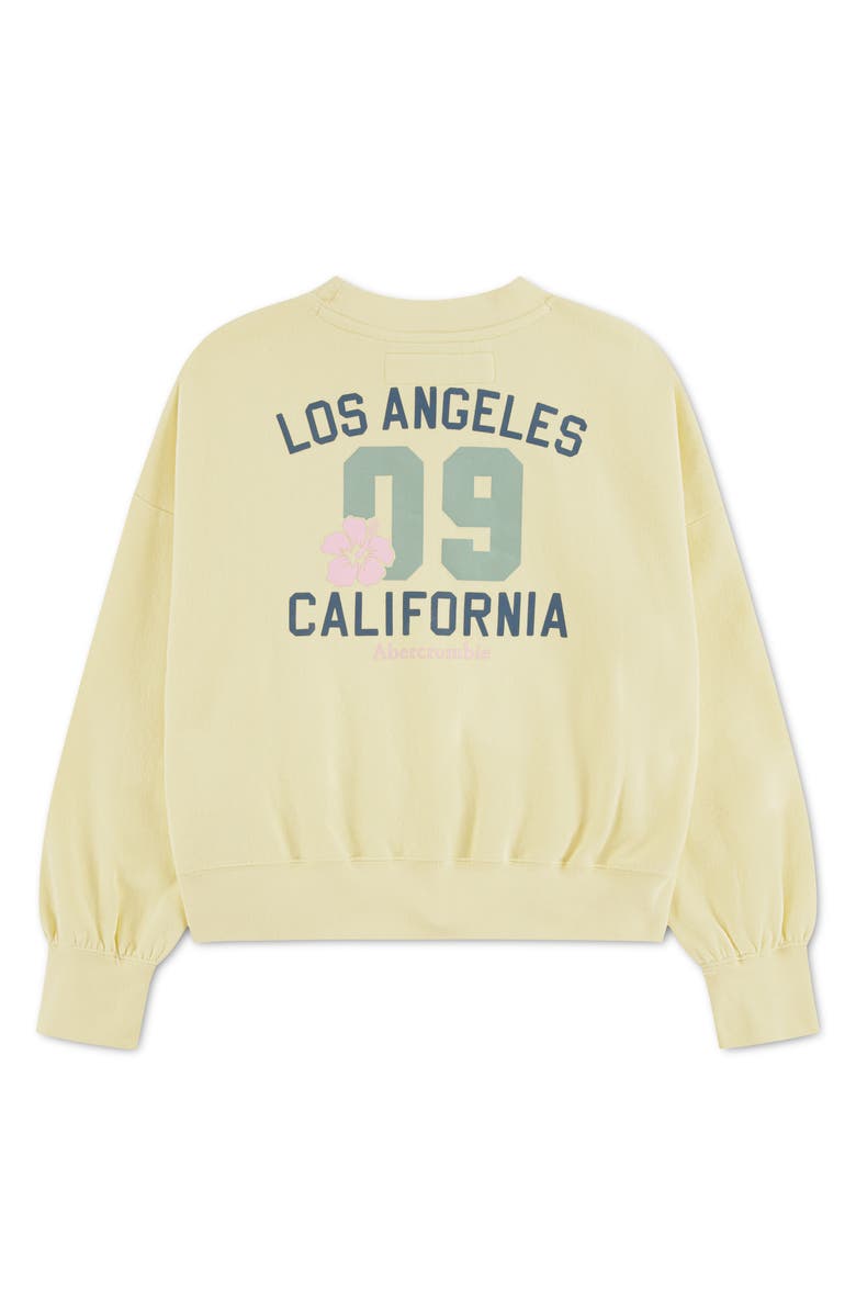 abercrombie kids Kids' Embroidered Cotton Blend Fleece Graphic Sweatshirt, Alternate, color, Anise Flower