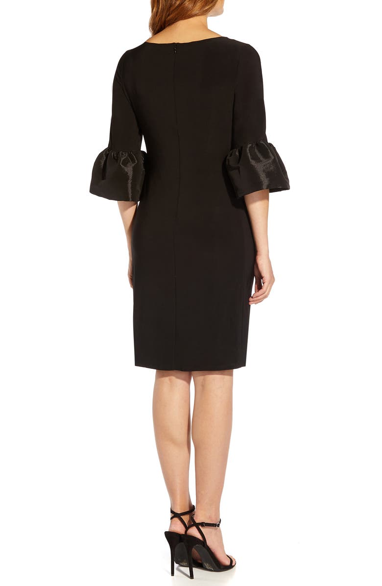 Adrianna Papell Bell Sleeve Jersey Sheath Dress, Alternate, color, Black