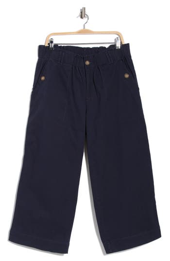 Democracy Button Pocket Crop Wide Leg Pants
